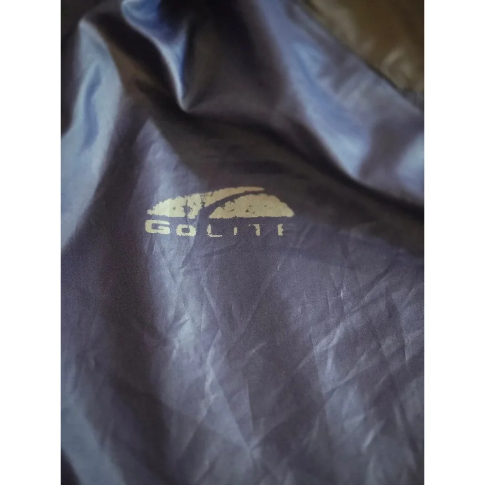 GoLite Mens Large Blue Grey Hooded Windbreaker Jacket Full Zip Lightweight